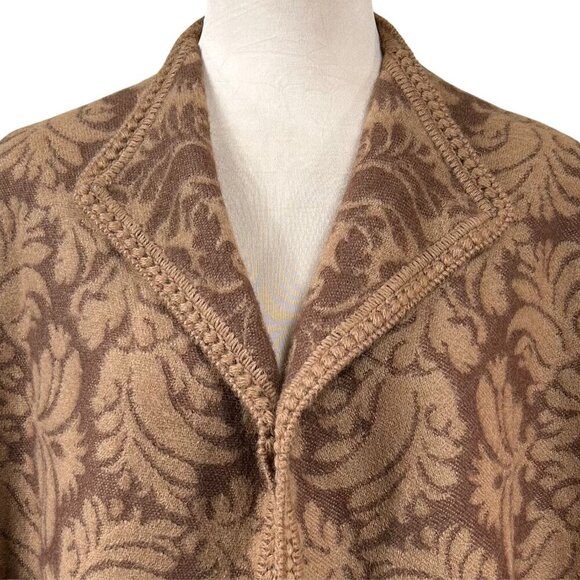 Lanart Brown Tan Alpaca Fringe Shawl Poncho Capelet Wrap One Size - Picture 9 of 9